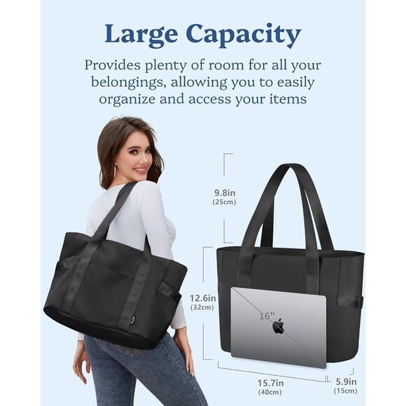 Prite Tote Bag for Women Weekender Bag with Laptop Compartment Travel Gym - Picture 2 of 7